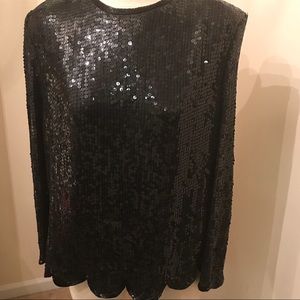 Vintage Black Sequin Blouse Top